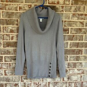 White House Black Market Light Gray Cowl Neck Sweater